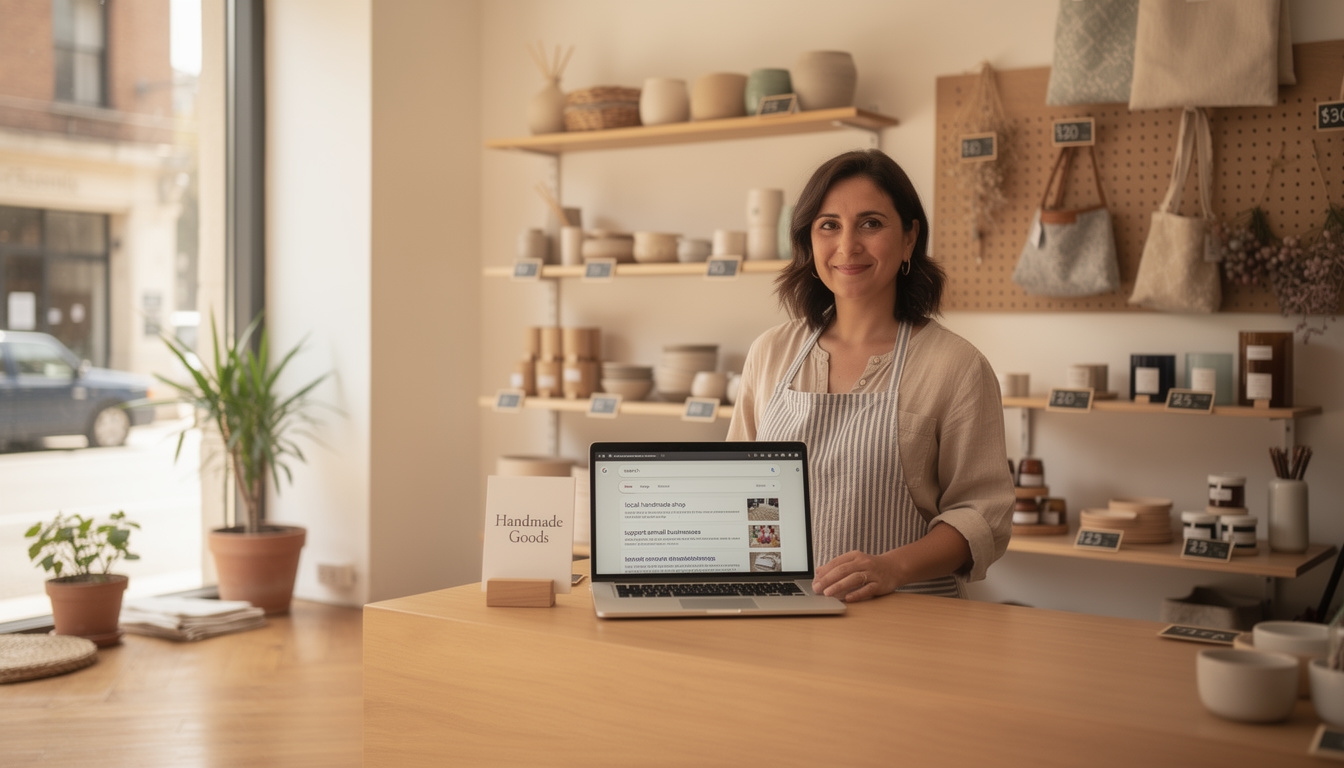 Pequeña empresa trabajando su estrategia SEO